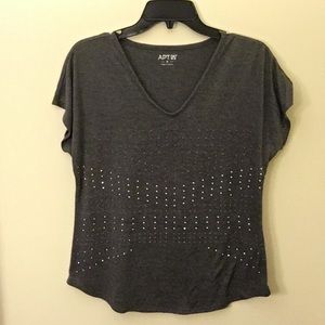 Apt. 9 | Gray Embellished V- neck Casual Top